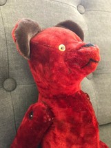 unique antique dark red teddy bear. Glass eyes - £201.26 GBP