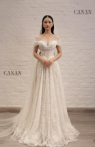 Simple Custom A Line Off The Shoulder Wedding Dress Made Of Iory Floral ... - $468.00+