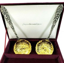 Godinger American Collection Serving Spoons Gold Tone Rose Pattern Regency IOB - £20.98 GBP