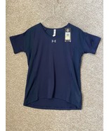 Under Armour Heat Gear Women’s Game Time Navy Blue Active Top Shirt Size... - $23.99