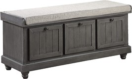 Lexicon Ganza 44&quot; Linen Lift Top Storage Bench In Gray. - £322.03 GBP