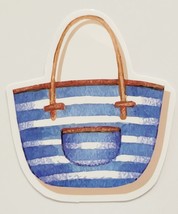 Cute Blue and White Stripe Beach Bag Type Sticker Decal Embellishment Scrapbook - £1.83 GBP