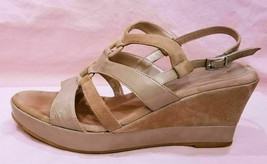 Made in Italy AQUATALIA Sandals Open Toe Wedges Sz-9.5 Beige Leather  - £32.04 GBP