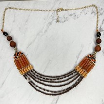 Chico&#39;s Gold Tone Beaded Statement Necklace - £13.26 GBP