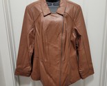 Denim &amp; Co. Lamb Leather Moto Jacket Chestnut Brown Women&#39;s 3X Excellent... - £45.81 GBP