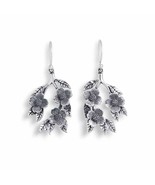 Sterling Silver Dogwood Flowers Dangle Earrings 42x19mm - $133.60 CAD