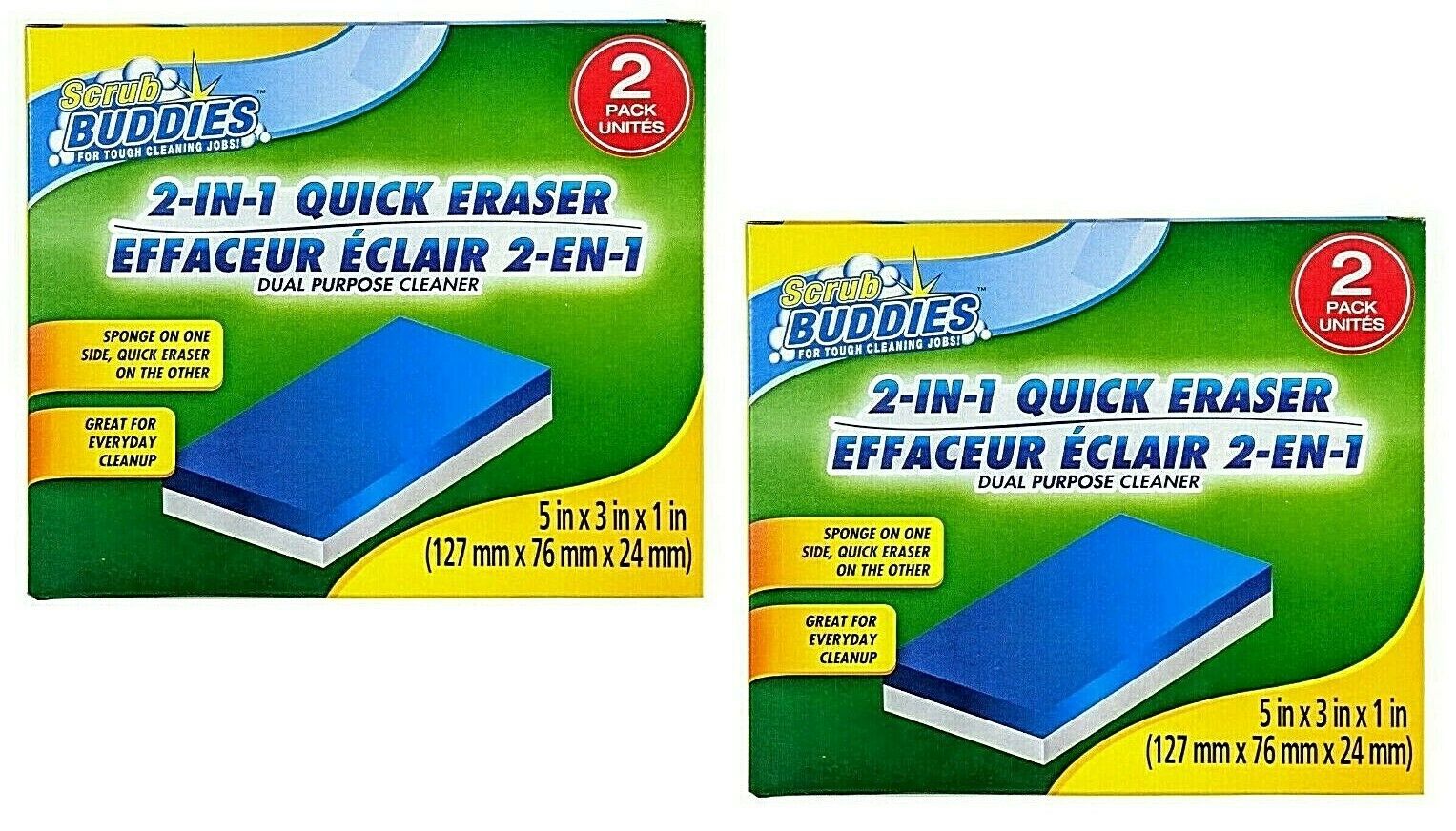 ( LOT 2 ) Scrub Buddies, 2 in 1 Quick Eraser Sponge & Eraser 2-pk/Box NEW SEALED - $10.88