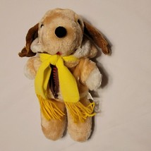 Interpur Tan Dog Plush 11&quot; Jacket Korea Stuffed Animal Toy Red Black Stripe - $39.59