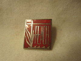 Vintage REACH rectangle Pin: Silver w/ Red accent - £5.60 GBP