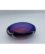 Blue Pink Purple Sommerso Murano Glass Ashtray By Flavio Poli Seguso Ita... - £325.77 GBP