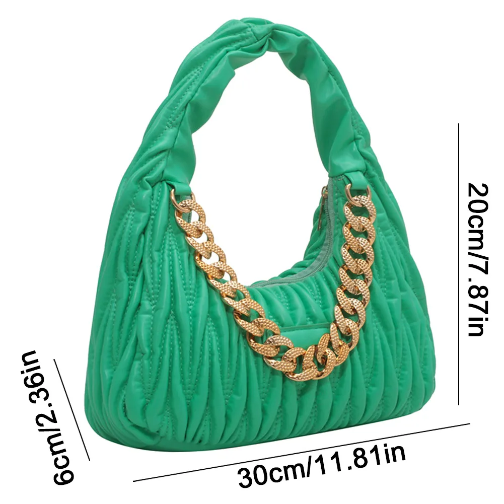 Women&#39;s Top-handle Bags Embroidery Chain Half Moon Bag Trend Fashion Casual Plea - $61.86