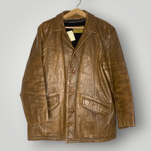 Vintage Robert Louis Leather Overcoat Removable Fleece Lining Men&#39;s XL B... - £115.86 GBP