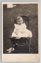 RPPC Edwardian Little Girl Ornate Folding Chair on Lawn Postcard Q24 - £9.74 GBP