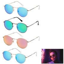 2 Round Sunglasses Classic Retro Vintage Color Shades Mirror Revo Lens W... - £15.90 GBP