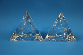 Orrefors Sweden Mid Century Modernist Art Glass Candle Holder Pair - £21.86 GBP