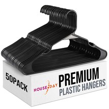 Black Plastic Hangers 50 Pack, Plastic Clothes Hangers Space Saving, Sturdy Clot - £31.96 GBP