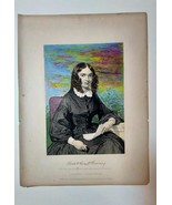 Incredible 1872 Hand Colored Engraved Print Elizabeth Barrett Browning - $46.75