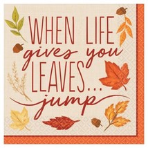 Fall Foliage 16 Ct Lunch Napkins When Life Gives You Leaves ... Jump - $4.94