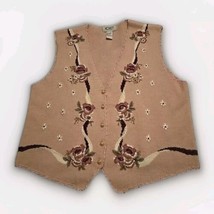 VTG Koret Women’s Floral Embroidery Sweater Vest Cottage Grannycore  - £13.92 GBP