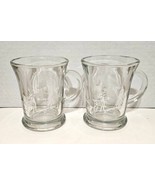 Set of 2 Anchor Hocking Christmas/Holiday Glass Mugs Deer Snow Trees Scene - $444.45 MXN