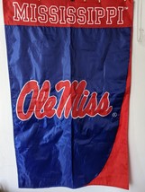 NEW Embroidered University Of Mississippi Ole Miss Rebels Collegiate Flag Banner - £31.95 GBP