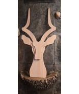 Wooden Hand Deer Head With Horn Animal Lover Wall Art Home Decor Christmas - $183.88 CAD