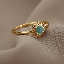 Vintage Opal Rings For Women Stainless Steel Sun Rings Moonstone Ring Accessorie - £9.62 GBP