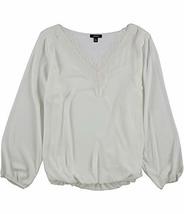 Alfani Womens Lace Trim Bubble Pullover Blouse, Off-White, 1X - £29.24 GBP