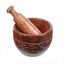 Morter and Pestle set wooden antique vintage Spice Mixer grinder Kitchen - £34.65 GBP