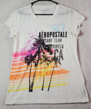 Aéropostale T Shirt Juniors Size XL White Graphic Print Short Sleeve Rou... - $8.94