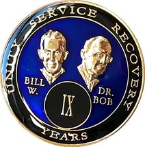 9 Year Founders AA Medallion Metallic Blue Bill &amp; Bob Chip IX - £14.80 GBP