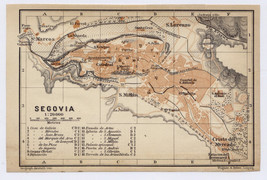 1913 Original Antique City Map Of Segovia / Castile And Leon / Spain - $25.23