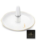 Beeveer Ceramic A-Z Ring Holder Jewelry Tray 4.5x2.4in White Trinket Dish - €9,42 EUR