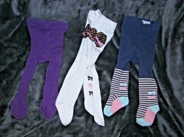 GIRLS BABY 0-3-6 GYMBOREE MAMAS &amp; PAPAS TIGHTS LOT RUFFLES PURPLE CABLE ... - £14.01 GBP