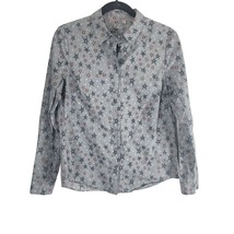 Boden The Classic Button Front Shirt 8 Womens Long Sleeeve Grey Star Print - $20.00