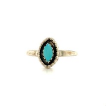 Vintage Sterling Silver Native American Turquoise Stone Shadow Box Ring ... - $34.65