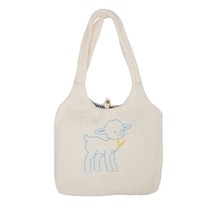 Women Lamb Like Fabric Shoulder Bag Simple Canvas Handbag Tote Large Capacity Em - £19.33 GBP