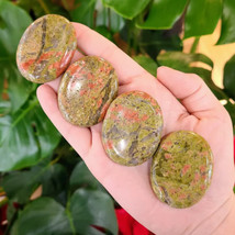Natural Unakite Palm Worry Stone Stress Relief Smooth Polished Gemstone ... - £10.19 GBP