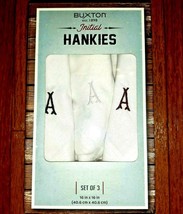  Initial &quot;A&quot; White All Cotton Hankies Handkerchiefs Buxton Boxed Set of 3  - £14.89 GBP