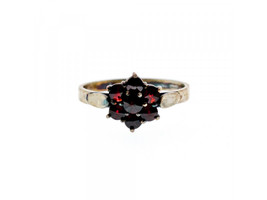 925 STERLING SILVER ALMANDINE &quot;FLOWER&quot; RING SIZE 7 - $29.19