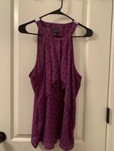 Worthington Women&#39;s Leaf Sleeveless Blouse Top Size Large Purple Black - $41.16