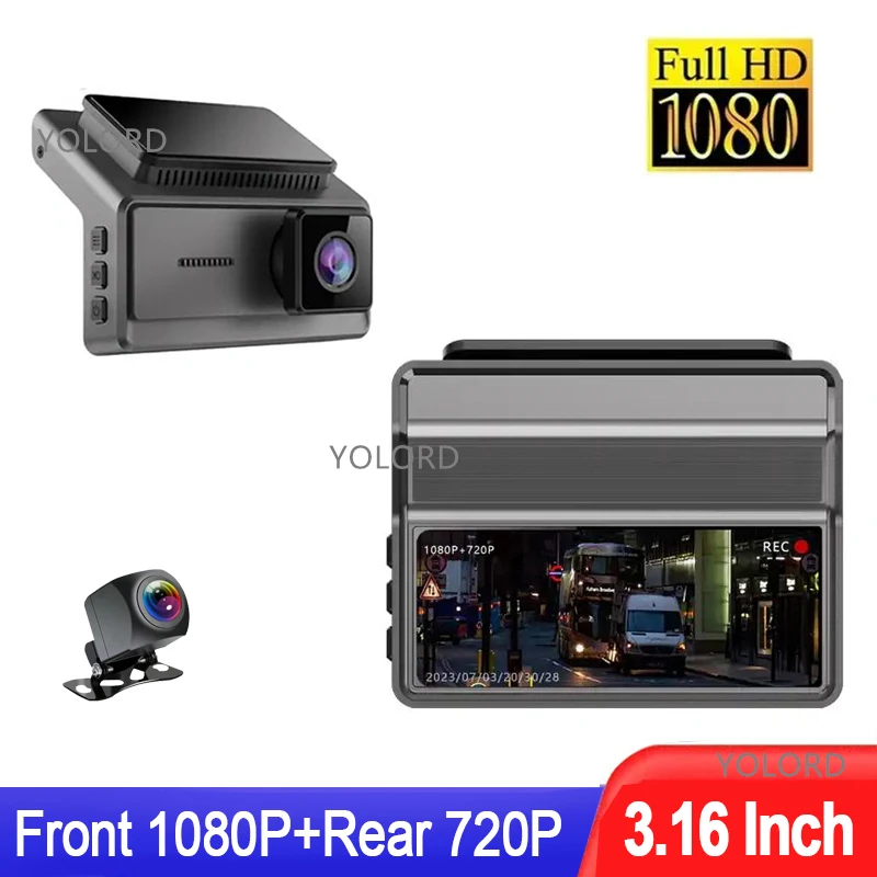 Dual Lens Dash Cam Car Camera FHD 1080P Front 720P Rear Video Recorder Dashcam - £54.74 GBP+