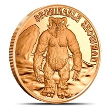 1 oz Copper Cryptid Creatures Abominable Snowman Copper Round Collectible Coin - £4.01 GBP