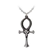 Alchemy Gothic P973 Ankh of Ammon Necklace Pendant Bone Cross Ram Skull ... - $45.00