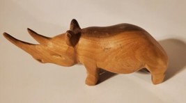 Vintage Rhinoceros Hand Carved  Wooden Figure Statue Rhino Wood Figurine... - $24.19