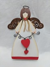 Russ Wooden Angel Holding Hearts 7&quot; Home Decor - $23.16