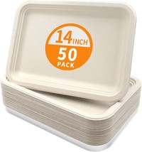 Celel 50 Pack Extra Large Compostable Molded Fiber Food Trays, 14 Inch, ... - £31.41 GBP