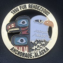 Fur Rendezvous Anchorage Alaska 1990 Vintage Pin Eagle Totem Enamel Metal - $9.95