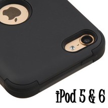 iPod Touch 5th 6th 7th Gen - HARD&amp;SOFT ARMOR HYBRID CASE COVER BLACK RUB... - $15.31
