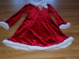 Size 4 Youngland Red White Velour Santa Christmas Holiday Dress Faux Fur... - $22.00
